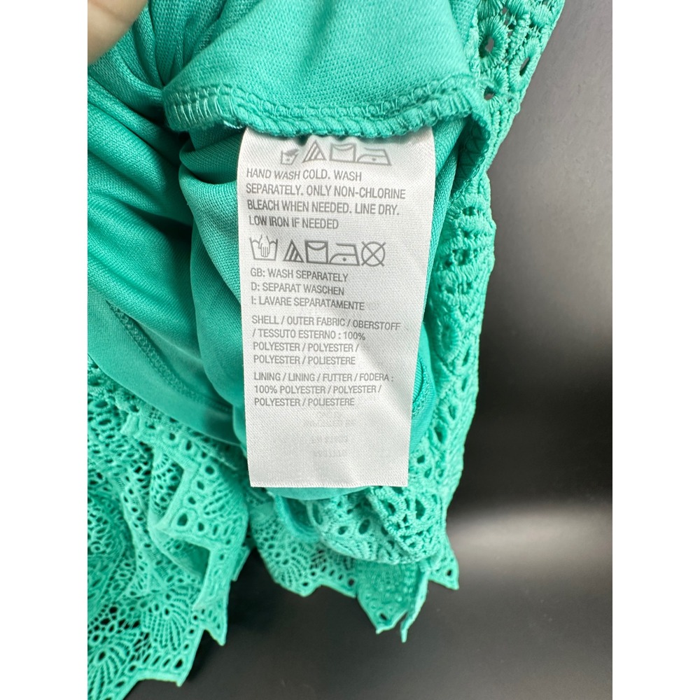 Destination 365 Green Eyelet Lace Midi Dress 2X V-Neck Half Sleeve A637779 - Picture 4 of 6
